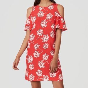 LOFT coral cold shoulder dress